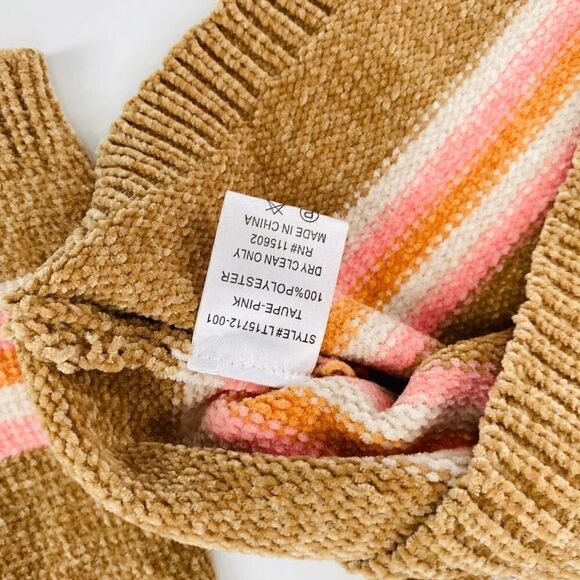 NWT ALL IN FAVOR Stripe Crop Sweater In Taupe-pink Size Small - Picture 9 of 9
